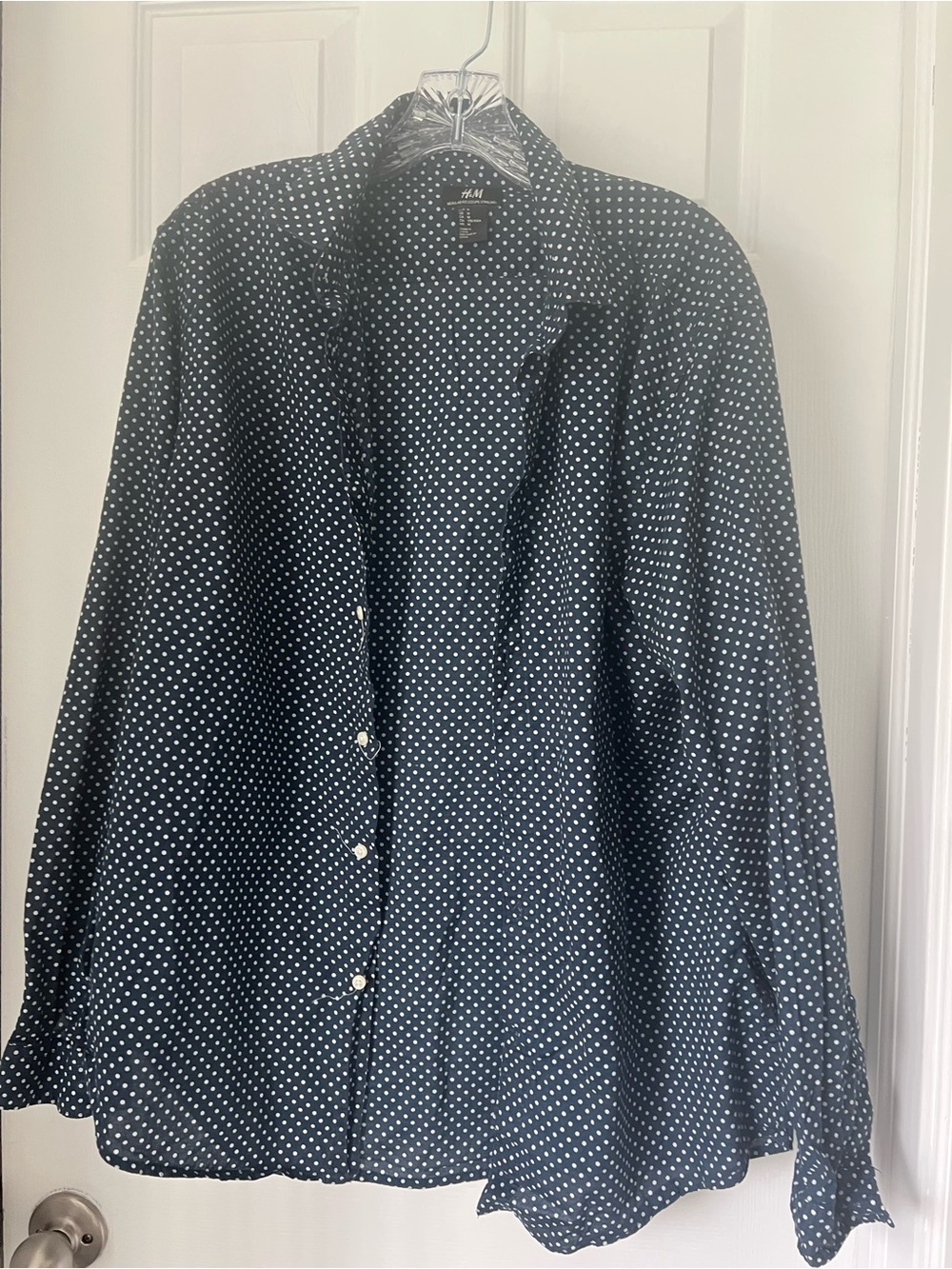 H&M Black Shirt with White Polka Dots — Men’s Button-Down